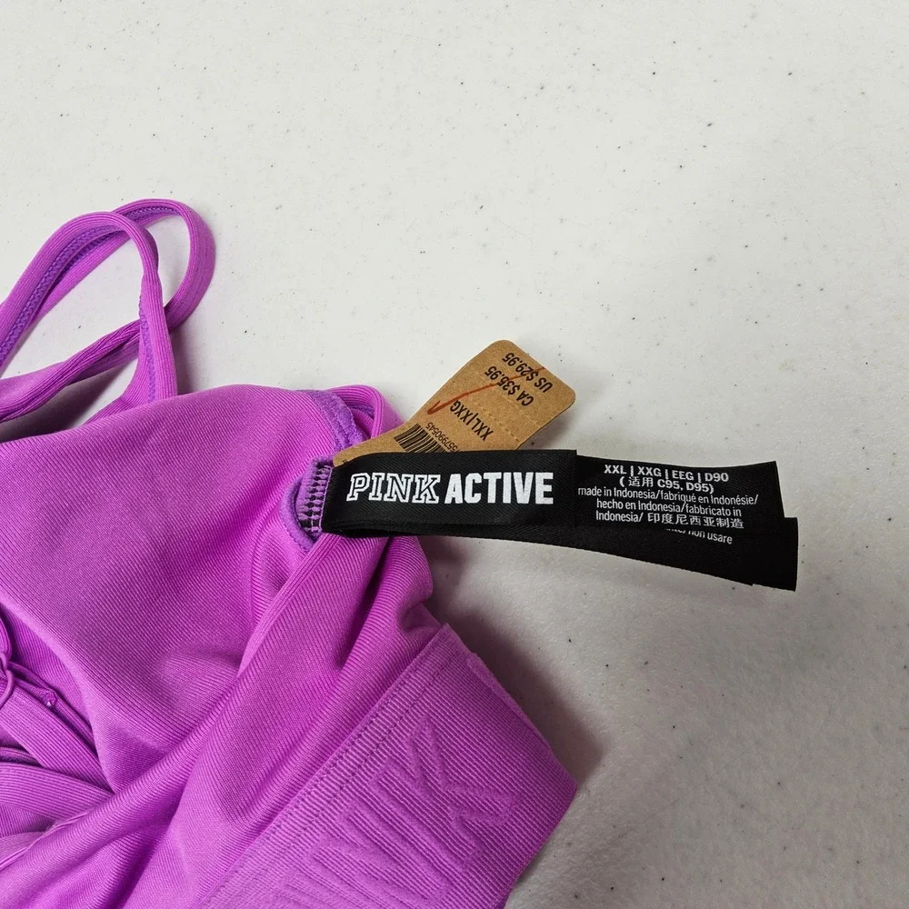 PINK Sports Bra Women XXL Purple Ultimate Lightly Lined Strappy Low Impact